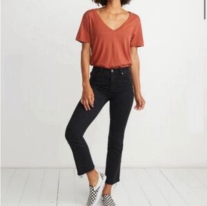 Marine Layer Jeans Vintage Straight Leg Raw Hem Black High Rise Size 27